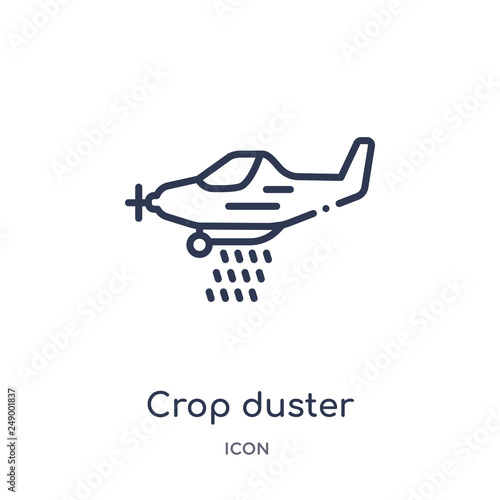 crop duster icon from transportation outline collection. Thin line crop duster icon isolated on white background.