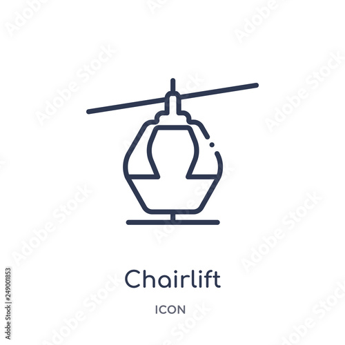 chairlift icon from transportation outline collection. Thin line chairlift icon isolated on white background.