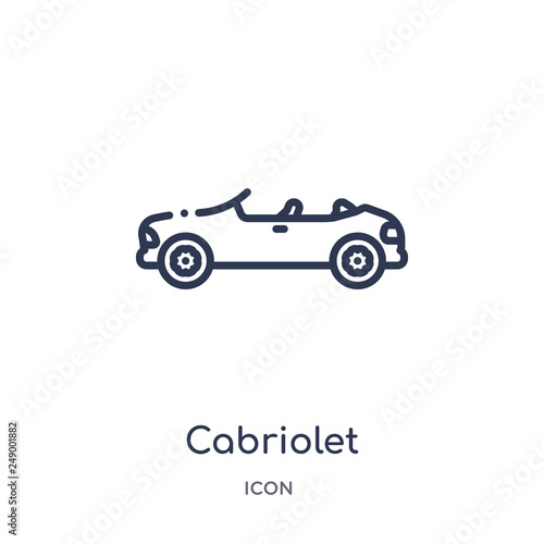 cabriolet icon from transportation outline collection. Thin line cabriolet icon isolated on white background.