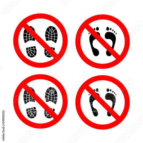 Do not step glyph vector icons set