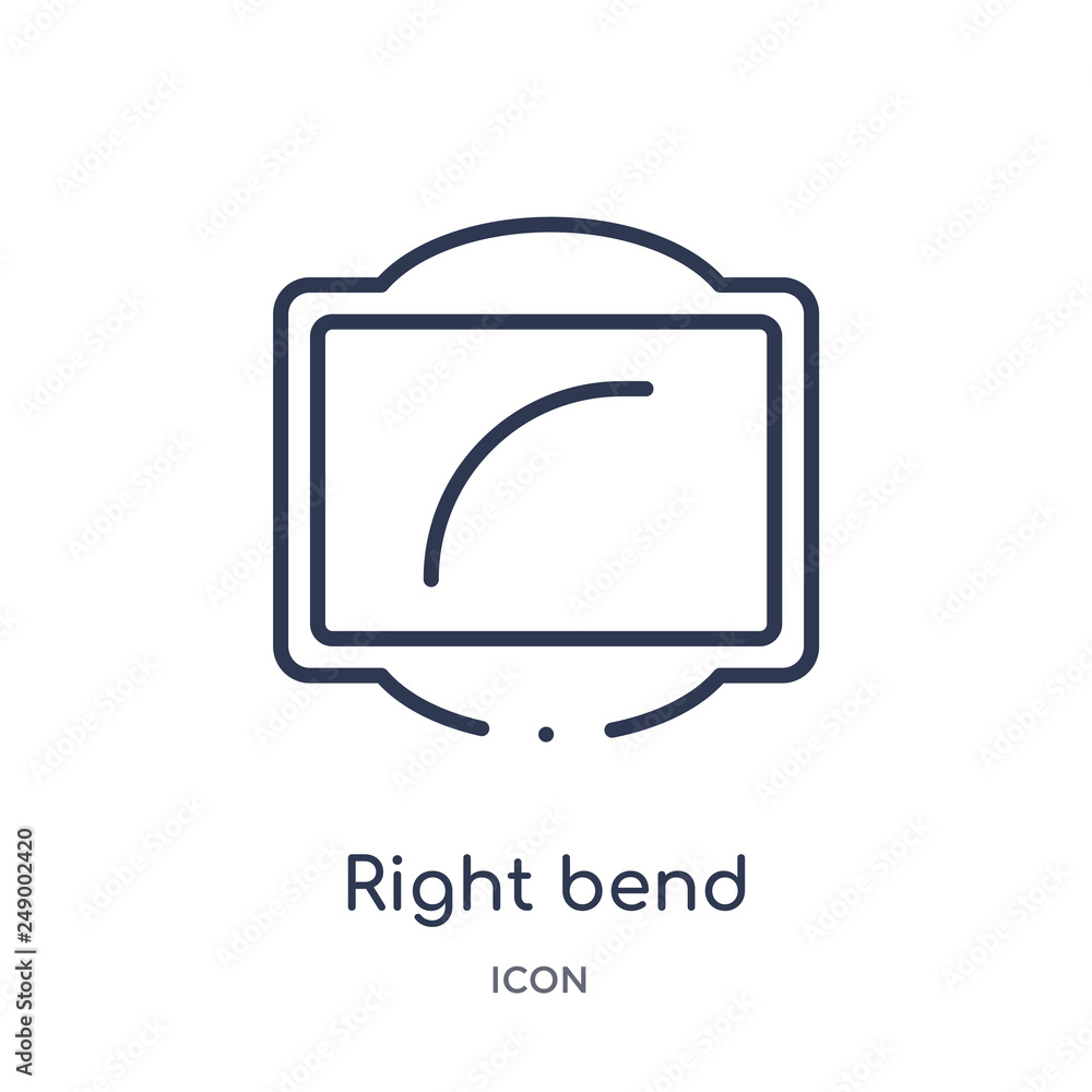 right bend icon from traffic signs outline collection. Thin line right bend icon isolated on white background. right bend icon from traffic signs outline collection. Thin line right bend icon isolated on white background.