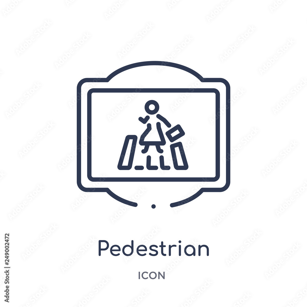 pedestrian icon from traffic signs outline collection. Thin line pedestrian icon isolated on white background. pedestrian icon from traffic signs outline collection. Thin line pedestrian icon isolated on white background.