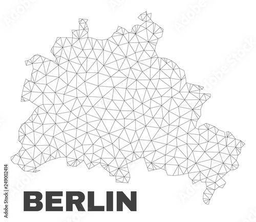 Abstract Berlin City map isolated on a white background. Triangular mesh model in black color of Berlin City map. Polygonal geographic scheme designed for political illustrations.
