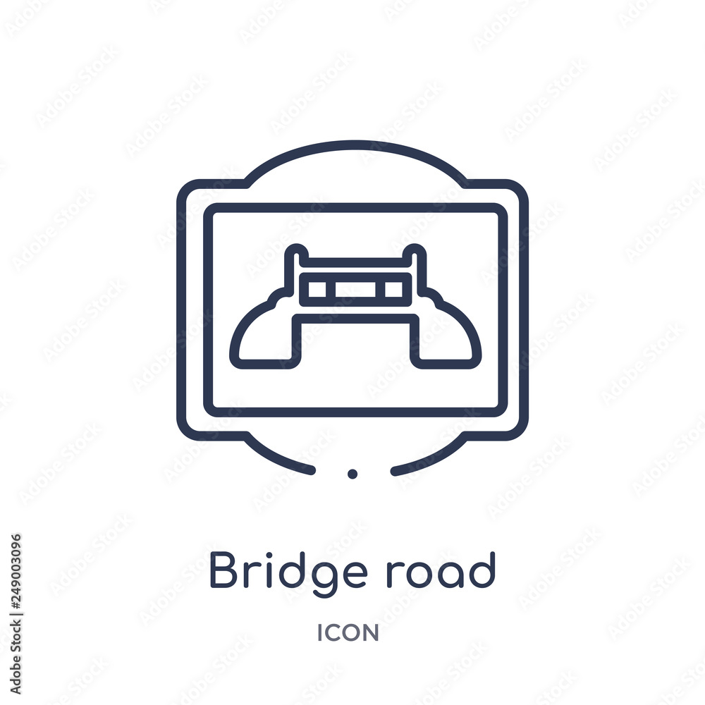bridge road icon from traffic signs outline collection. Thin line bridge road icon isolated on white background. bridge road icon from traffic signs outline collection. Thin line bridge road icon isolated on white background.
