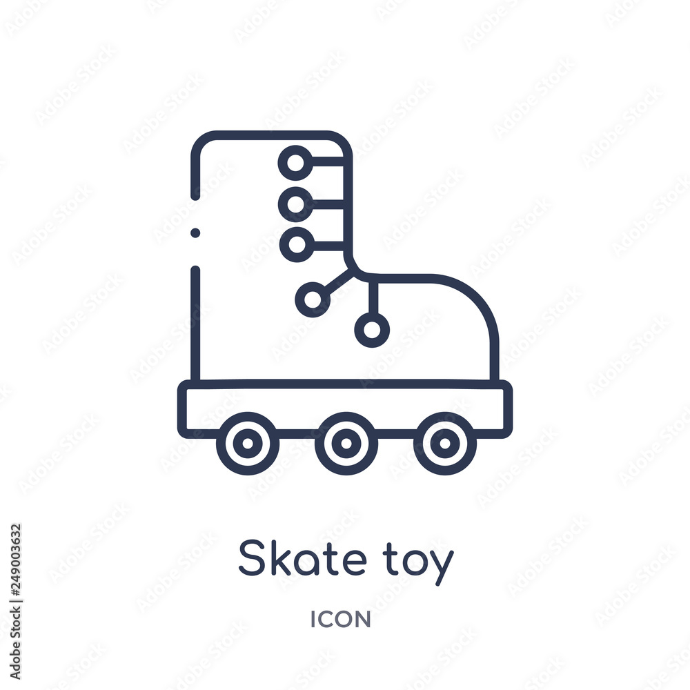 skate toy icon from toys outline collection. Thin line skate toy icon isolated on white background.