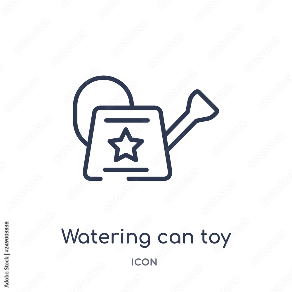 watering can toy icon from toys outline collection. Thin line watering can toy icon isolated on white background. watering can toy icon from toys outline collection. Thin line watering can toy icon isolated on white background.