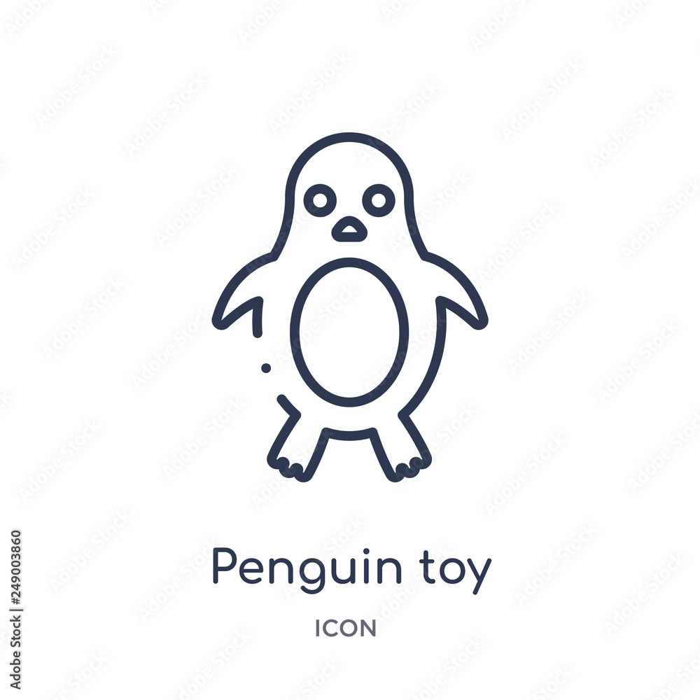 Fototapeta premium penguin toy icon from toys outline collection. Thin line penguin toy icon isolated on white background.