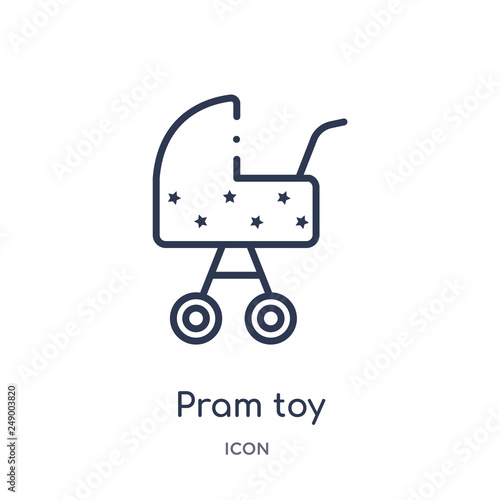 pram toy icon from toys outline collection. Thin line pram toy icon isolated on white background.