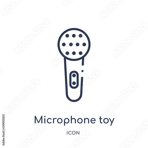 microphone toy icon from toys outline collection. Thin line microphone toy icon isolated on white background.