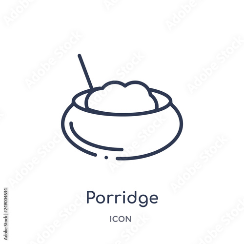 porridge icon from thanksgiving outline collection. Thin line porridge icon isolated on white background.