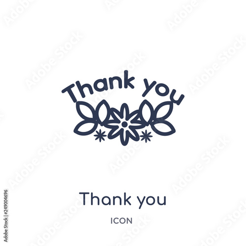 thank you icon from thanksgiving outline collection. Thin line thank you icon isolated on white background.
