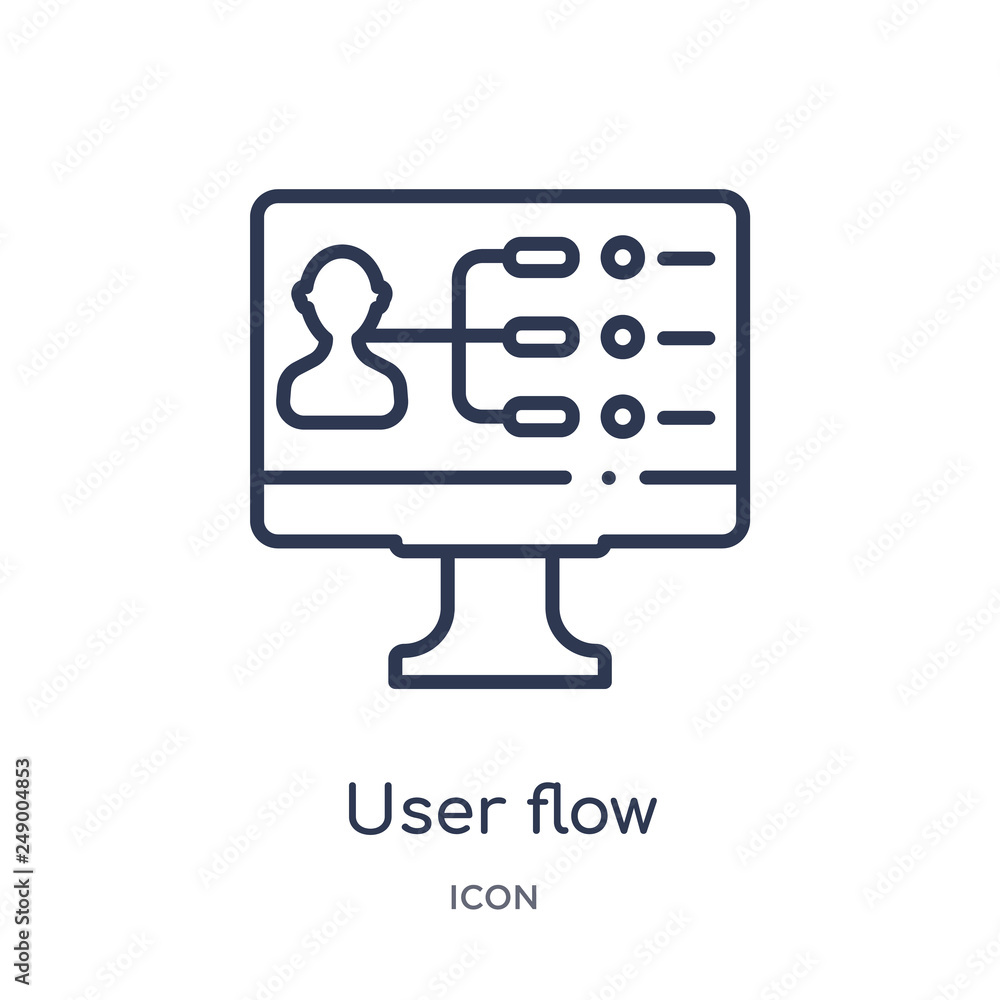 user flow icon from technology outline collection. Thin line user flow icon isolated on white background. user flow icon from technology outline collection. Thin line user flow icon isolated on white background.