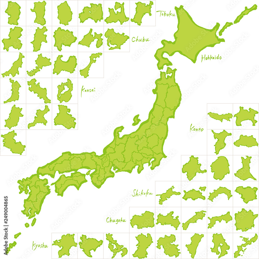 日本地図 都道府県 手書き Stock Vector Adobe Stock