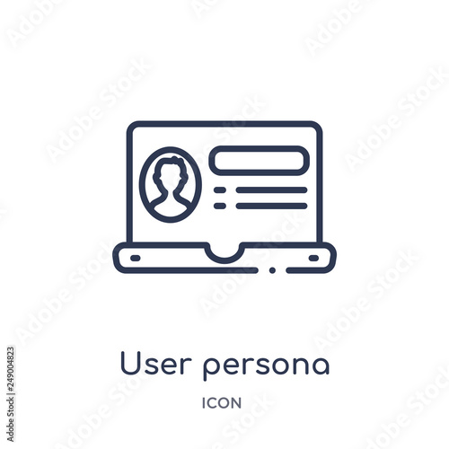 user persona icon from technology outline collection. Thin line user persona icon isolated on white background.