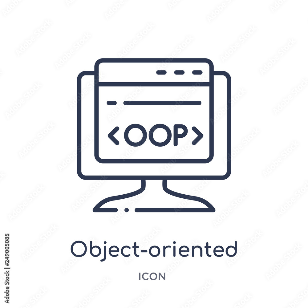 object-oriented programming icon from technology outline collection. Thin line object-oriented programming icon isolated on white background. object-oriented programming icon from technology outline collection. Thin line object-oriented programming icon isolated on white background.
