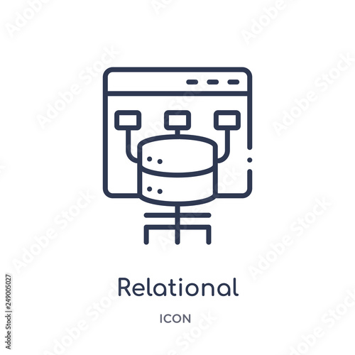 relational database management system icon from technology outline collection. Thin line relational database management system icon isolated on white background.