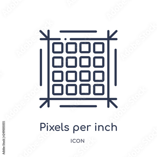 pixels per inch icon from technology outline collection. Thin line pixels per inch icon isolated on white background.