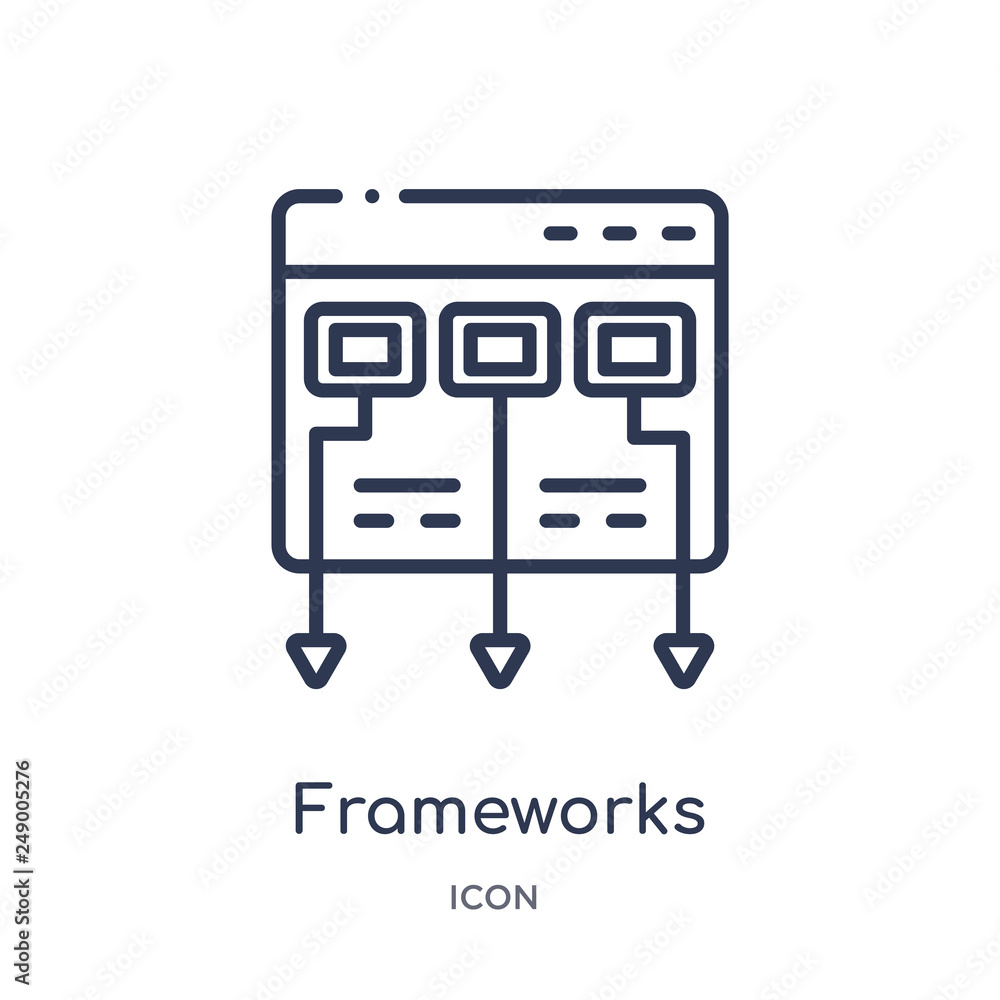 frameworks icon from technology outline collection. Thin line frameworks icon isolated on white background. frameworks icon from technology outline collection. Thin line frameworks icon isolated on white background.