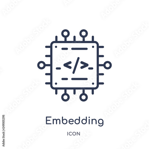 embedding icon from technology outline collection. Thin line embedding icon isolated on white background.