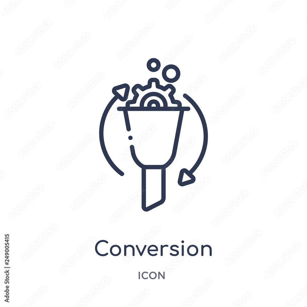 conversion icon from technology outline collection. Thin line conversion icon isolated on white background. conversion icon from technology outline collection. Thin line conversion icon isolated on white background.