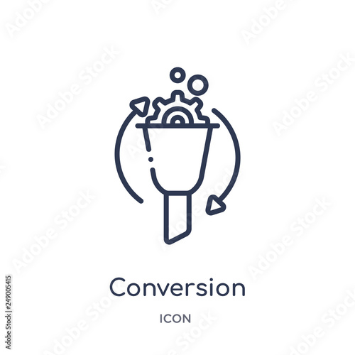 conversion icon from technology outline collection. Thin line conversion icon isolated on white background.