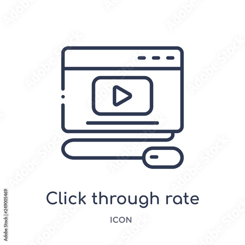 click through rate icon from technology outline collection. Thin line click through rate icon isolated on white background.