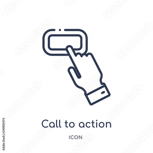 call to action icon from technology outline collection. Thin line call to action icon isolated on white background.