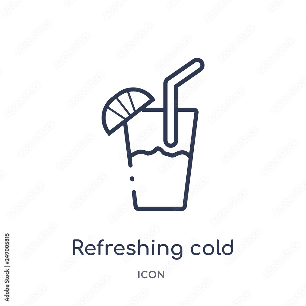 refreshing cold drink icon from summer outline collection. Thin line refreshing cold drink icon isolated on white background. refreshing cold drink icon from summer outline collection. Thin line refreshing cold drink icon isolated on white background.