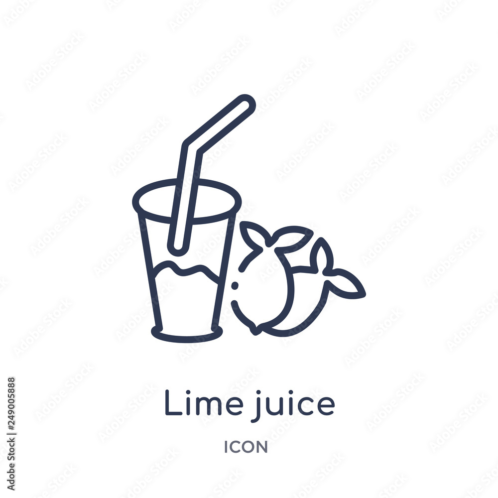 lime juice icon from summer outline collection. Thin line lime juice icon isolated on white background. lime juice icon from summer outline collection. Thin line lime juice icon isolated on white background.
