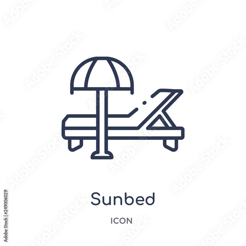 sunbed icon from summer outline collection. Thin line sunbed icon isolated on white background.