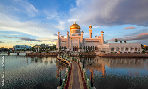Beautiful Sultan Omar Ali Saifuddien Mosque Bandar Seri Begawan Brunei Iconic Mosque photo