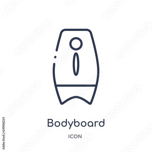 bodyboard icon from summer outline collection. Thin line bodyboard icon isolated on white background.