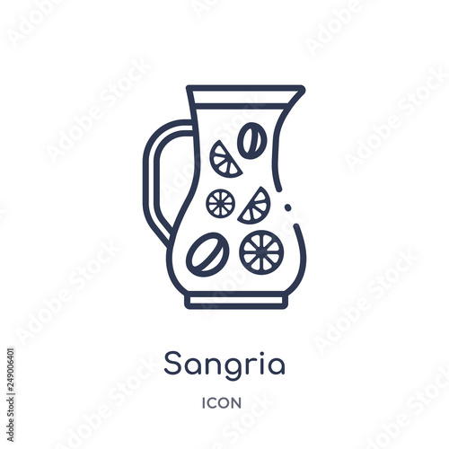 sangria icon from summer outline collection. Thin line sangria icon isolated on white background.