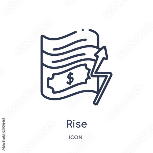 rise icon from success outline collection. Thin line rise icon isolated on white background.
