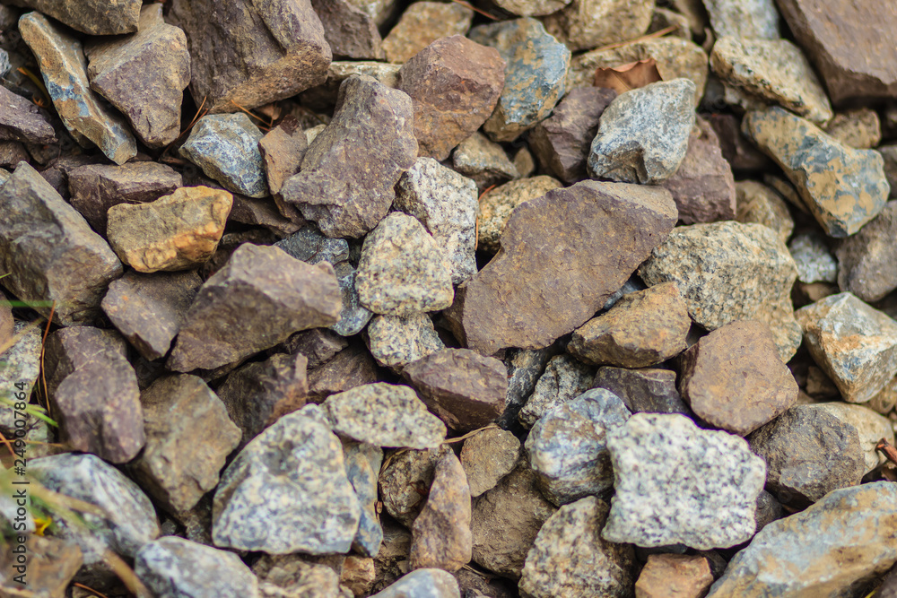 Crushed stones on the railway for texture and background Crushed stones on the railway for texture and background