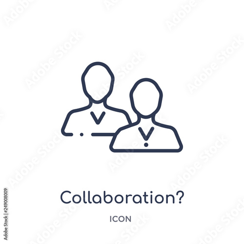 collaboration? icon from strategy outline collection. Thin line collaboration? icon isolated on white background.