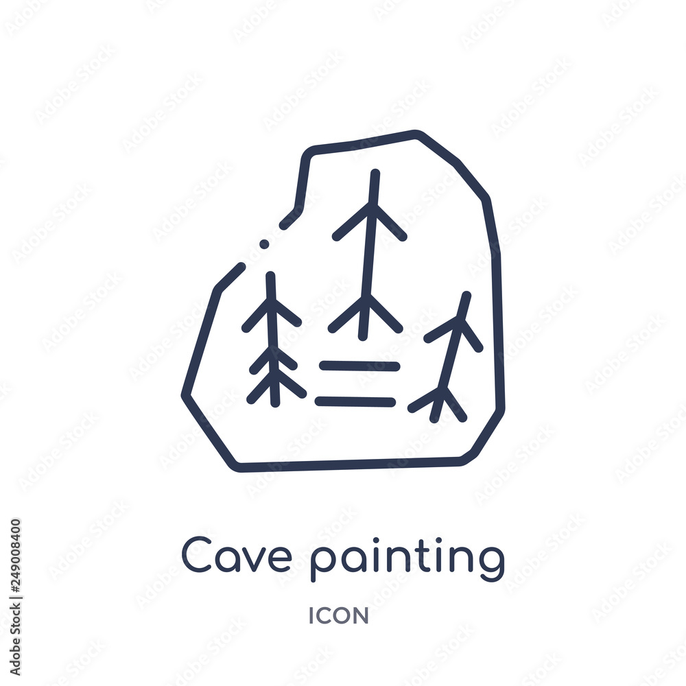 cave painting icon from stone age outline collection. Thin line cave painting icon isolated on white background. cave painting icon from stone age outline collection. Thin line cave painting icon isolated on white background.