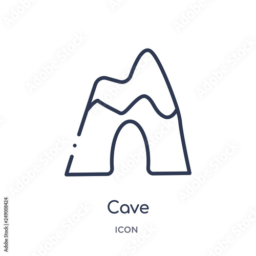 cave icon from stone age outline collection. Thin line cave icon isolated on white background.