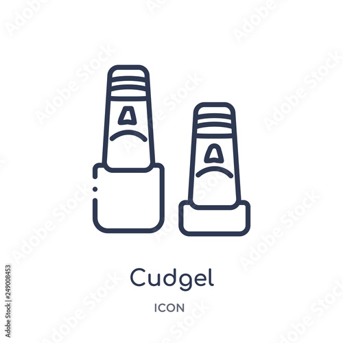 cudgel icon from stone age outline collection. Thin line cudgel icon isolated on white background.