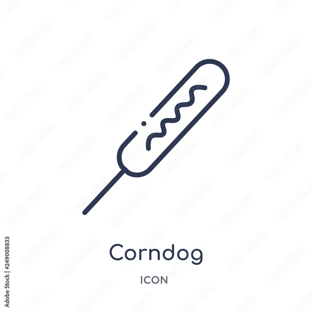 corndog icon from united states outline collection. Thin line corndog icon isolated on white background. corndog icon from united states outline collection. Thin line corndog icon isolated on white background.