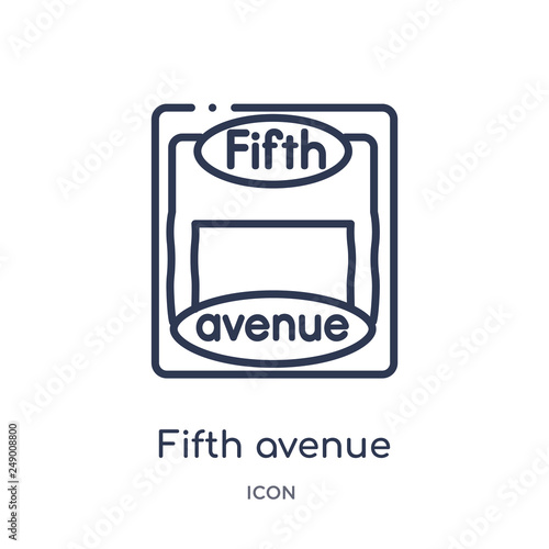 fifth avenue icon from united states outline collection. Thin line fifth avenue icon isolated on white background.