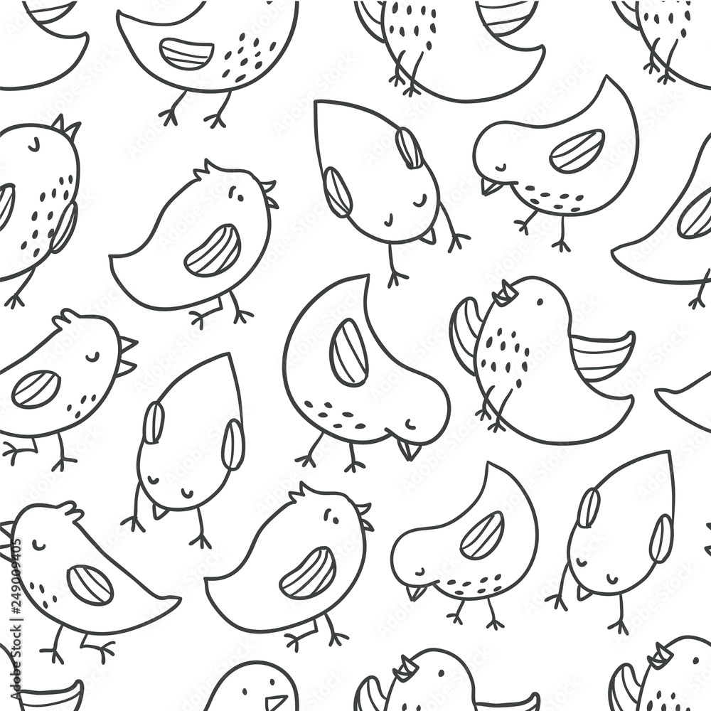 Cute birds seamless pattern