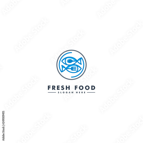 Fish logo template, seafood icon design - vector