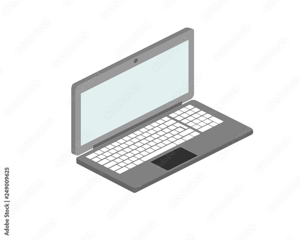 Vector illustration of laptop on white background. 3d. Vector illustration of laptop on white background. 3d.
