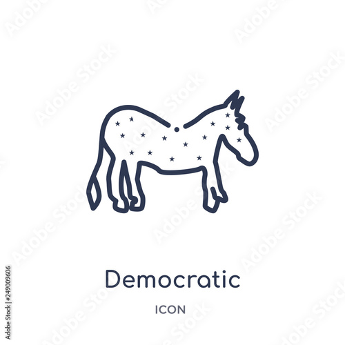 democratic icon from united states of america outline collection. Thin line democratic icon isolated on white background.