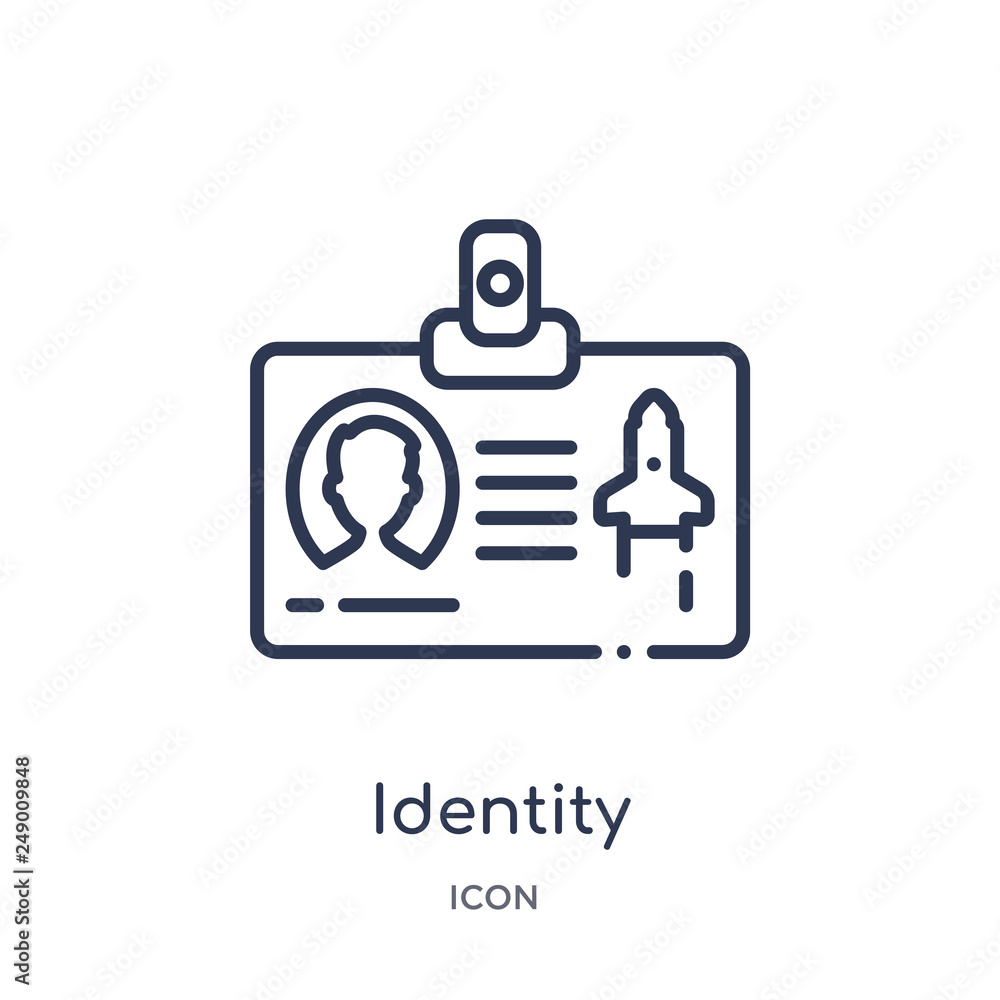 identity icon from startup outline collection. Thin line identity icon isolated on white background. identity icon from startup outline collection. Thin line identity icon isolated on white background.