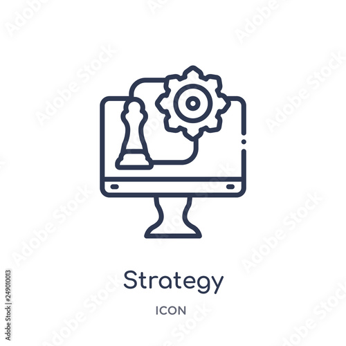 strategy management icon from startup stategy and success outline collection. Thin line strategy management icon isolated on white background. photo