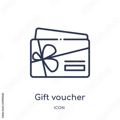 gift voucher icon from startup stategy and success outline collection. Thin line gift voucher icon isolated on white background.