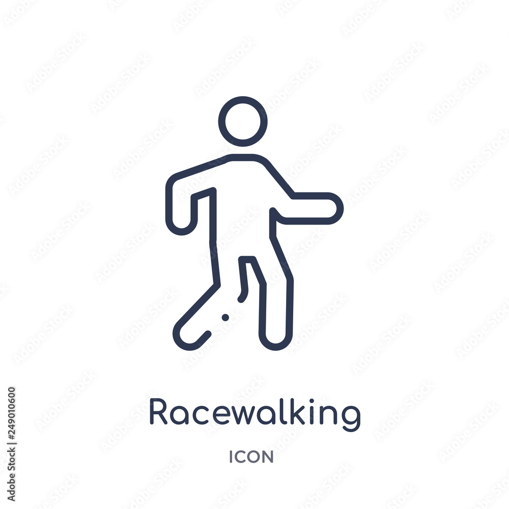 racewalking icon from sport outline collection. Thin line racewalking icon isolated on white background. racewalking icon from sport outline collection. Thin line racewalking icon isolated on white background.