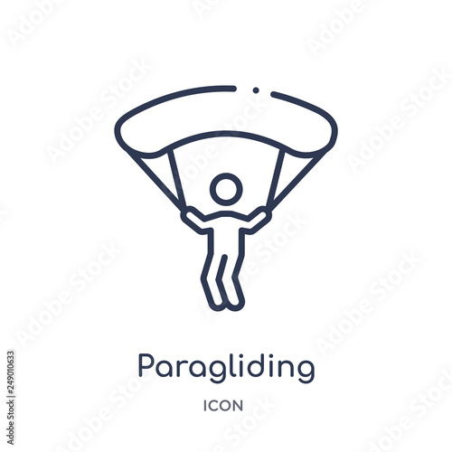 paragliding icon from sport outline collection. Thin line paragliding icon isolated on white background.